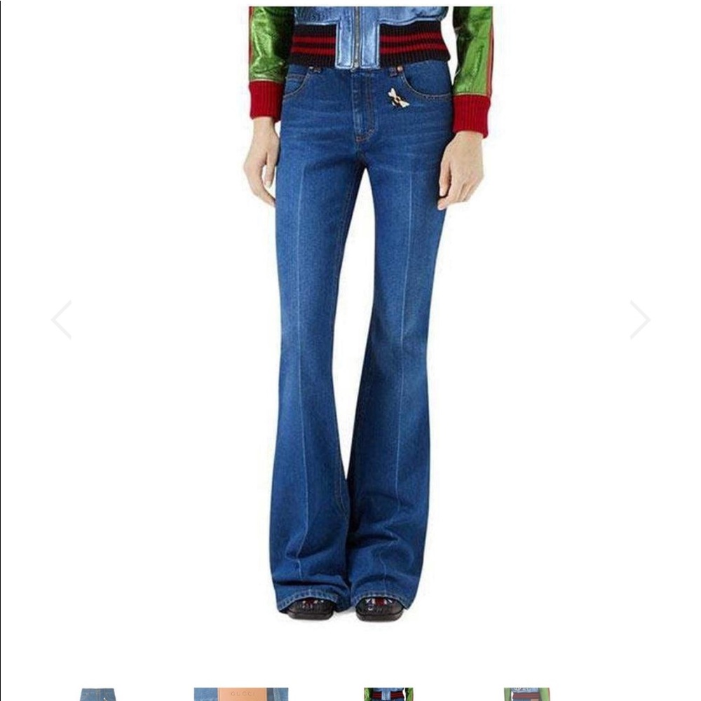 💕Gucci flare patch dark denim jeans - Picture 2 of 10
